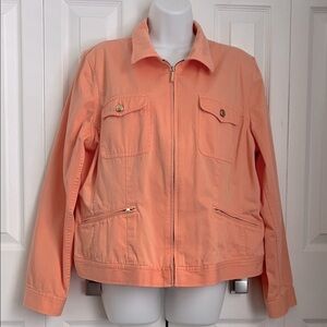 Chaps Denim Sherbert Orange Zip Up Denim Jacket Size XL